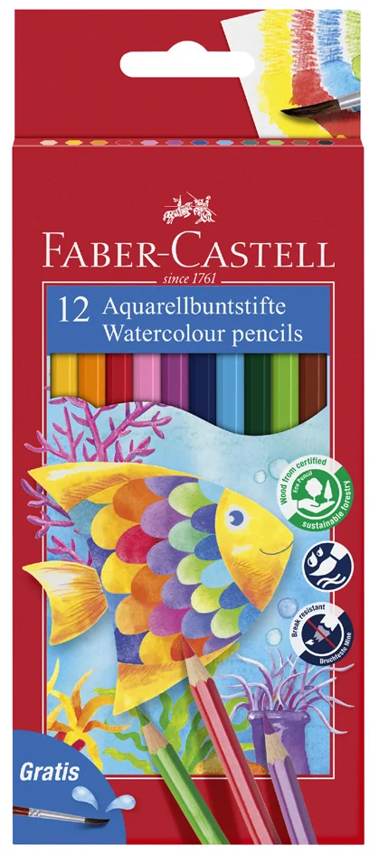 FABER-CASTELL Crayons de couleur KINDER-AQUARELL, étui de 12 - OEM 114413