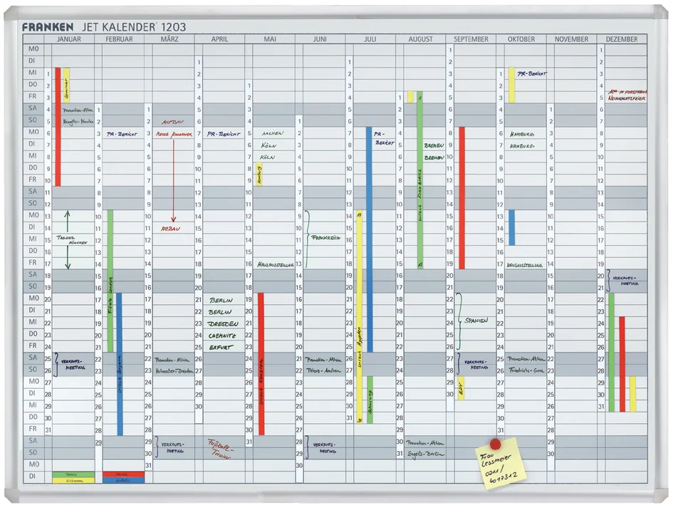 FRANKEN Bande de dates pour tableau planning JK1203, blanc - OEM DS1203A