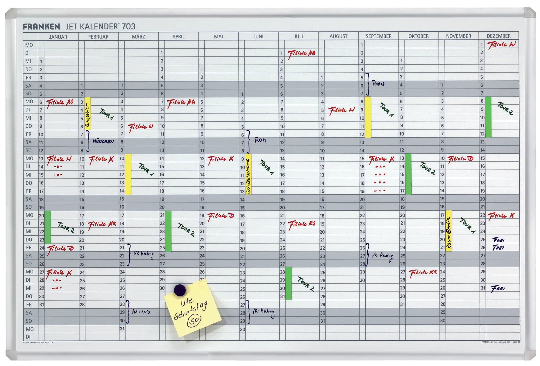 FRANKEN Bande de dates pour tableau planning JK703 - OEM DS703A