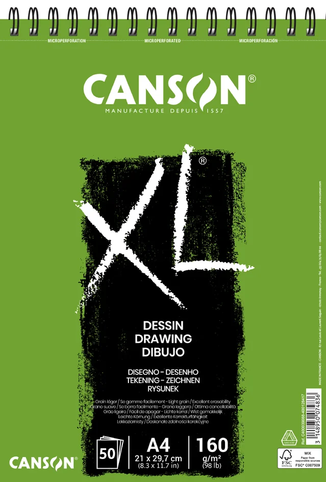 CANSON Bloc à croquis et études XL DESSIN, A4 - OEM C400039088