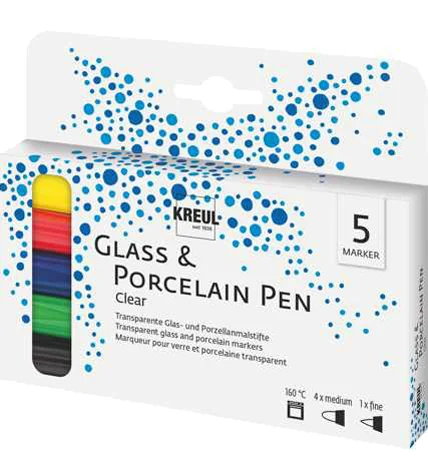 KREUL Marqueur pour verre 'Glass & Porcelain Pen', kit de 5 - OEM 42650