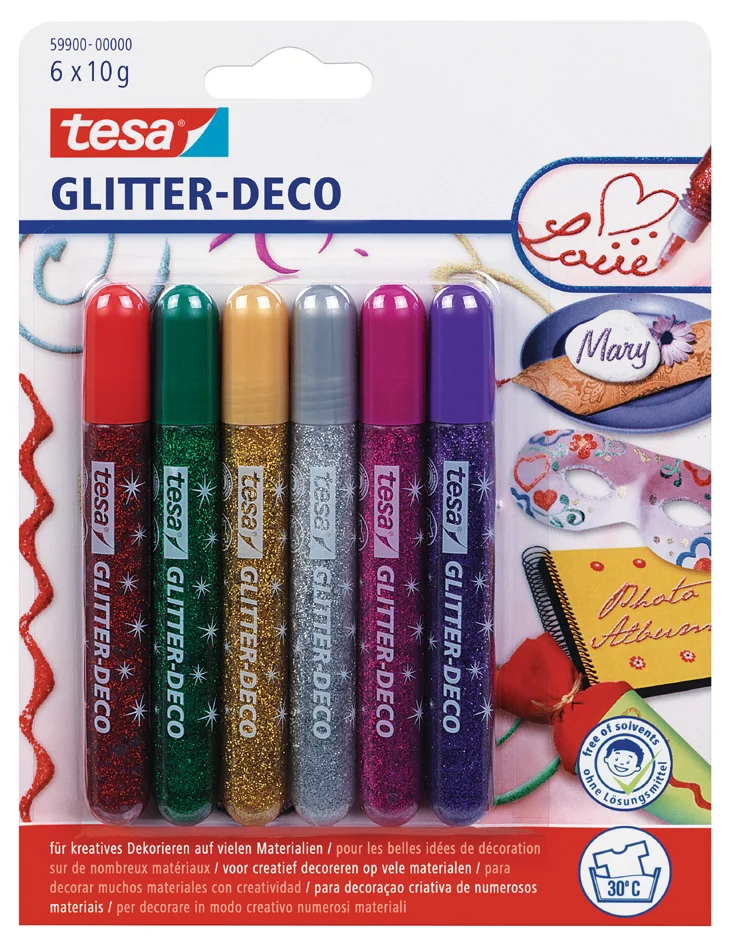 tesa Colle à paillette 'déco scintillante', tube, 6 x 10 g - OEM 59988-00000-01