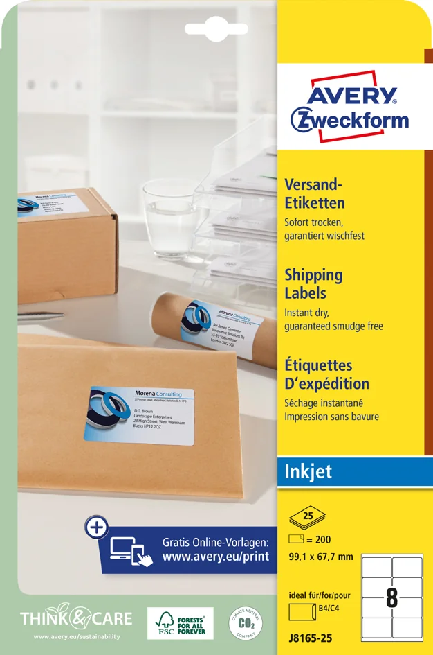 AVERY Zweckform Etiquette d'expédition, 99,1 x 67,7 mm - OEM J8165-25