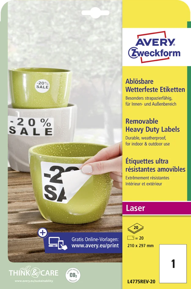 AVERY Zweckform Etiquette imperméable, 210x148 mm,détachable - OEM L4717REV-20 – Image 2