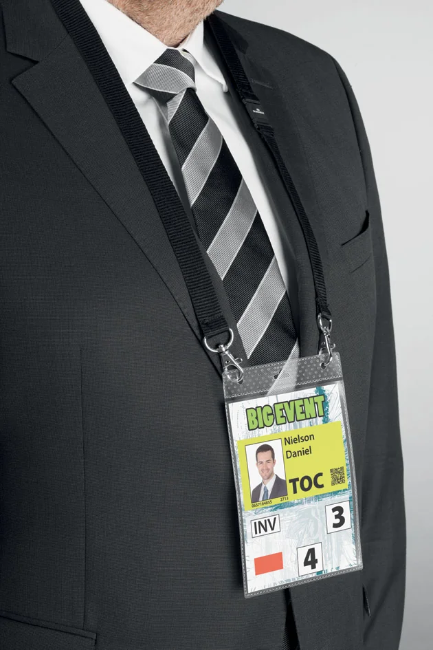DURABLE Badge évènementiel, avec ruban en tissu, A6, noir - OEM 8525-01