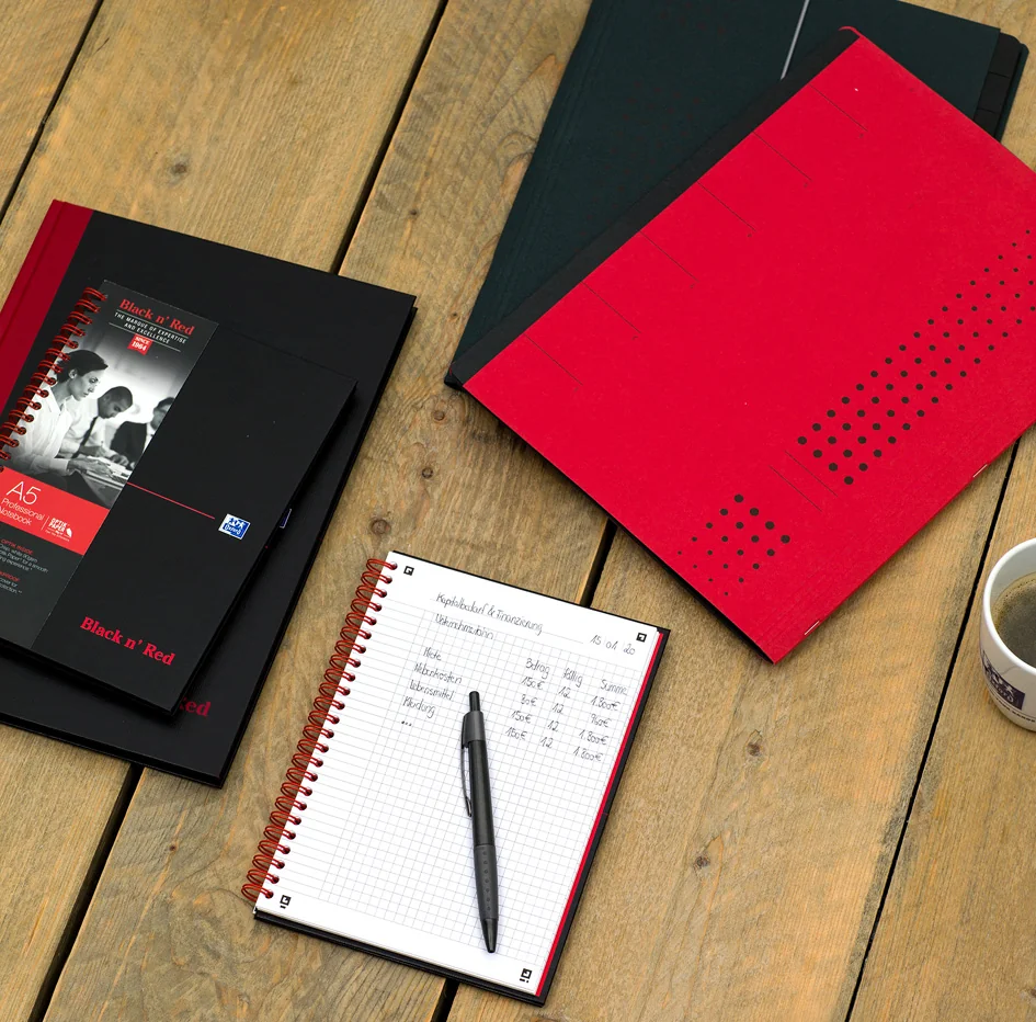Oxford Cahier à spirale Black n' Red, A5, ligné, PP - OEM 400047655