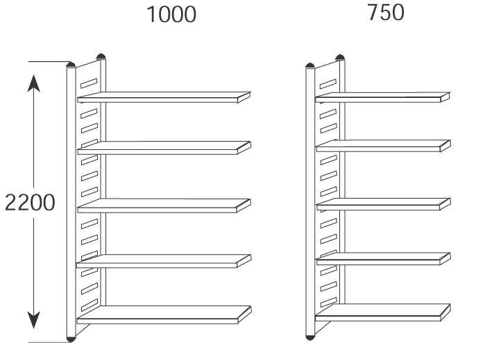kerkmann Rayonnage 'M2', 5 tablettes, (L)750 x (H)2.200 mm - OEM 51583511