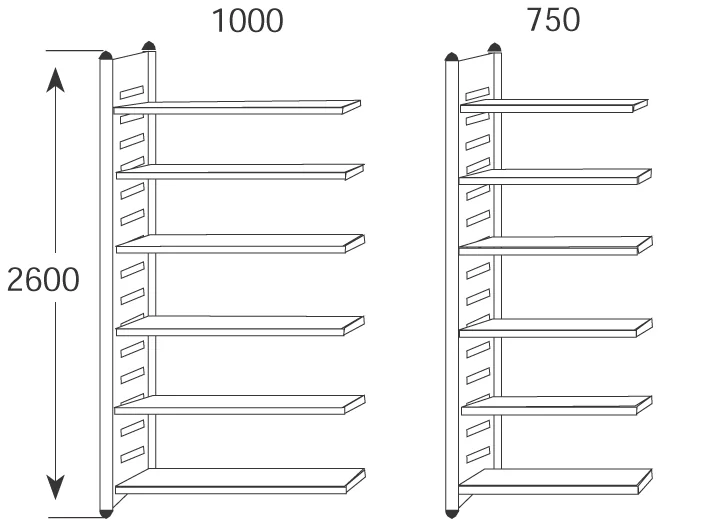kerkmann Rayonnage de coin 'M2', (L)1.000 x (H)2.600 mm - OEM 51586811