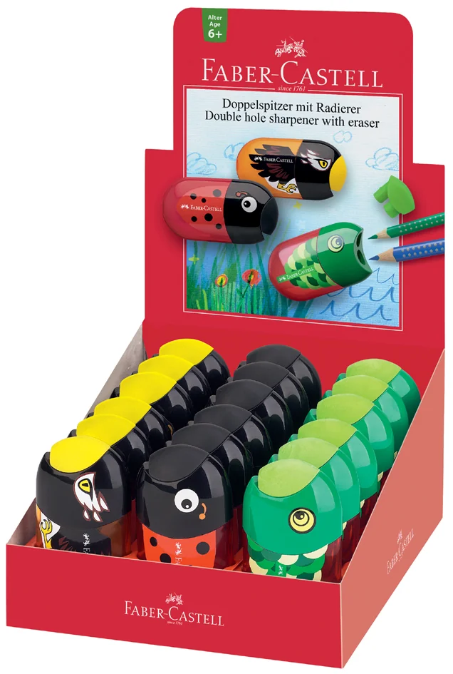 FABER-CASTELL Taille-crayon double 'animaux', présentoir - OEM 183522