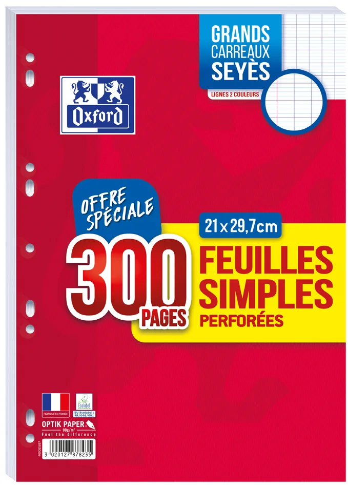 Oxford Feuilles simples perforées, A4, quadrillé, Offre - OEM 100902233