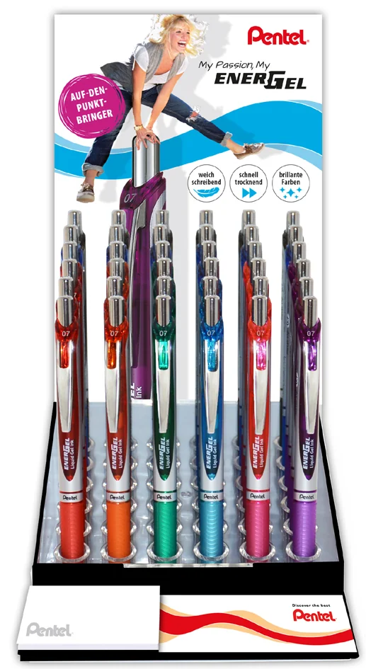 Pentel Liquid Stylo roller encre gel Energel BL77,présentoir - OEM BL77-8COL-3G