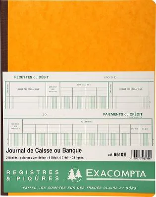 EXACOMPTA Piqûre 'Journal de caisse ou banque', 320 x 250 mm - OEM 6500E