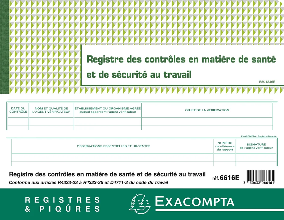 EXACOMPTA Piqûre 'Registre des contrôle en matière de santé - OEM 6616E