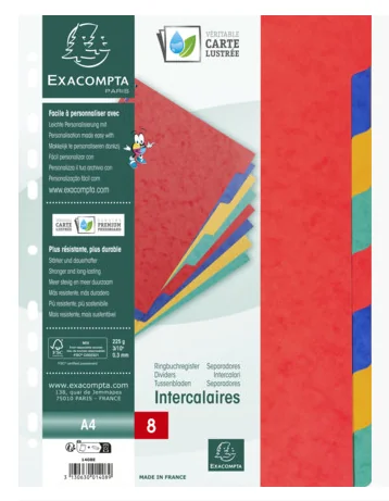 EXACOMPTA Intercalaires en carton, A4, 10 touches - OEM 1410E