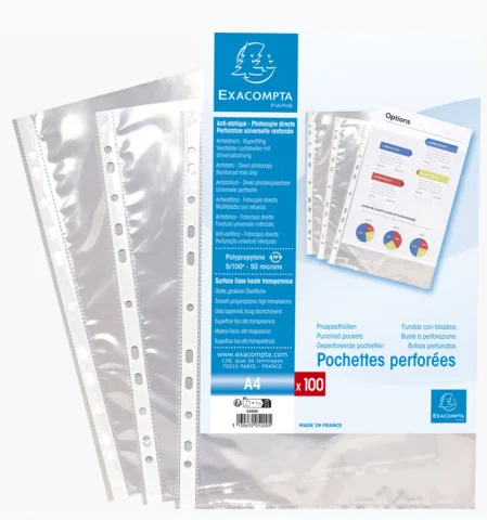 EXACOMPTA Pochette perforée, A4, PP, transparent - OEM 5250E