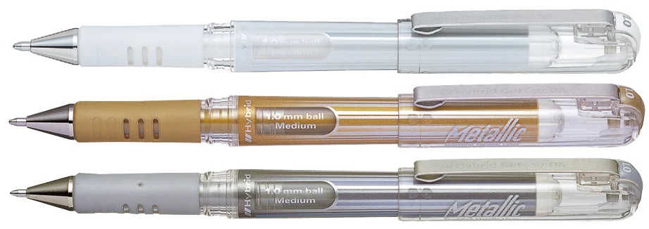 Pentel Roller gel K230, présentoir de 36, or, argent & blanc - OEM K230WXZ-3G