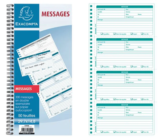 EXACOMPTA Carnet de messages téléphone, spiralé - OEM 13292E