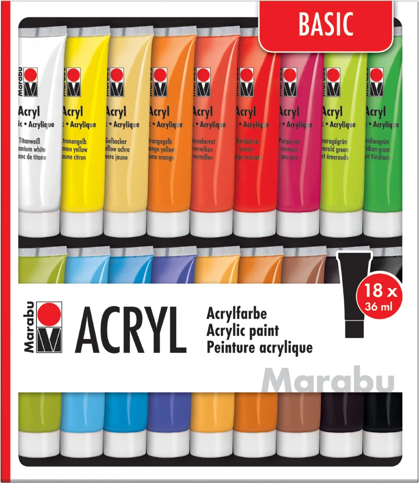 Marabu Kit de peinture acrylique, 18 x 12 ml, assorti - OEM 1210000000202