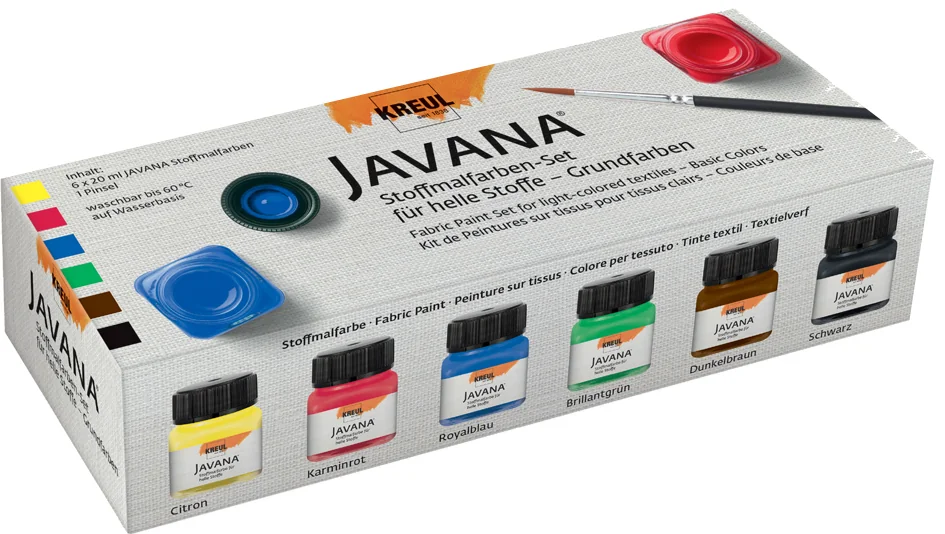KREUL Peinture pour textiles JAVANA, kit de couleurs de base - OEM 90600