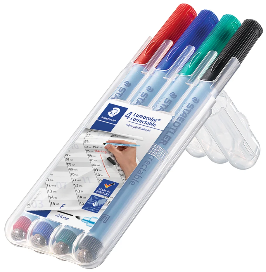 STAEDTLER Marqueur correctable 305F Lumocolor, étui de 4 - OEM 305F WP4-1