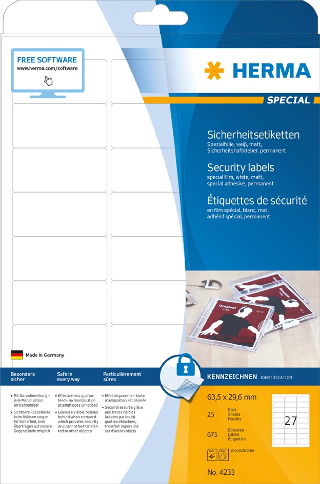HERMA Etiquette de sécurité SPECIAL, diamètre: 40 mm, blanc - OEM 4234