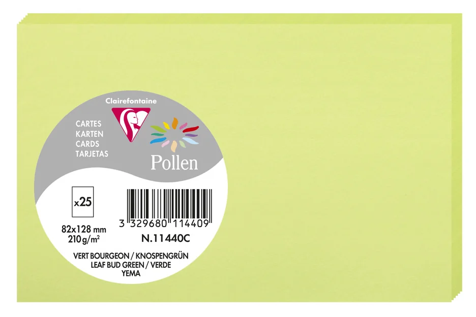 Pollen by Clairefontaine Carte 82 x 128 mm, vert bourgeon - OEM 11440C