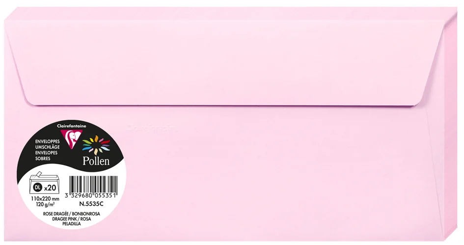 Pollen by Clairefontaine Enveloppes DL, rose dragée - OEM 5535C – Image 11