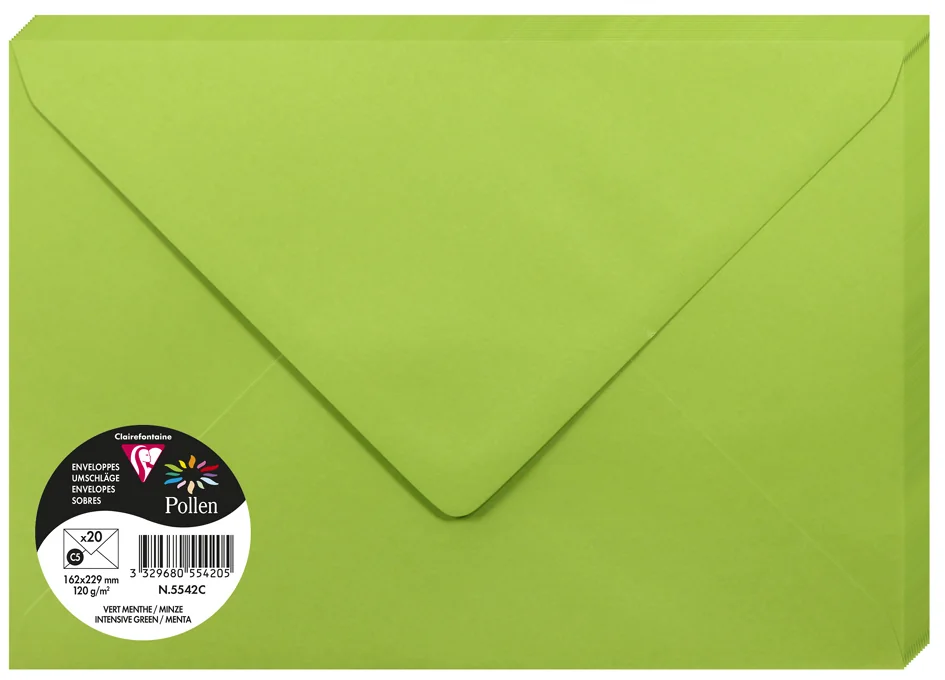 Pollen by Clairefontaine Enveloppes C5, vert bourgeon - OEM 555472C – Image 11