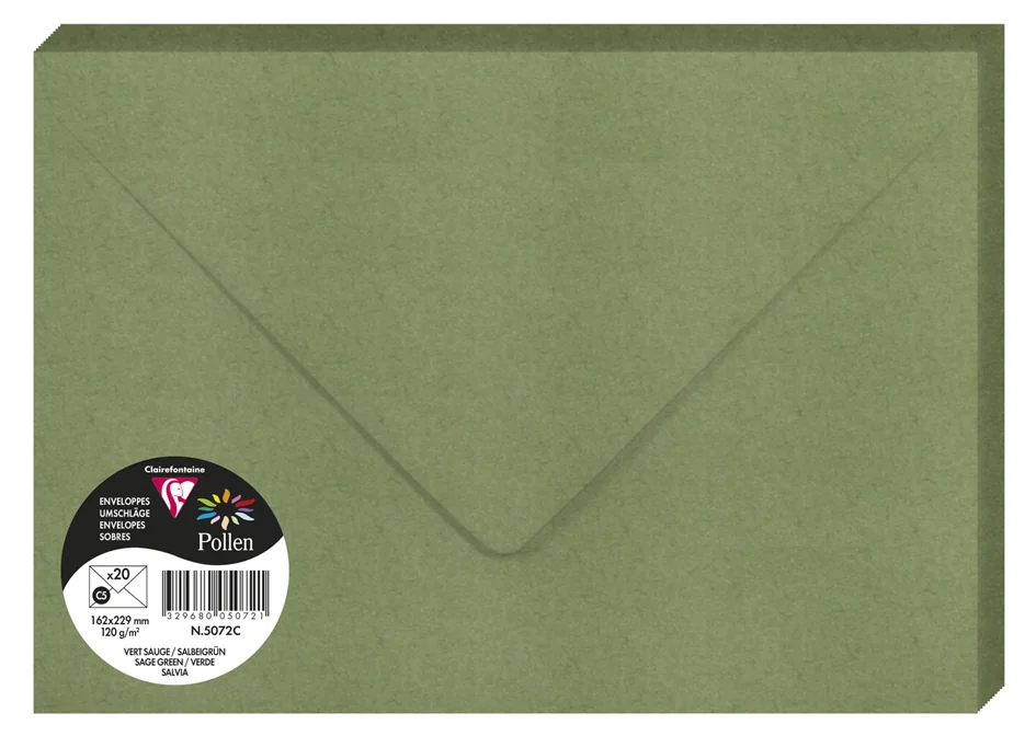Pollen by Clairefontaine Enveloppes C5, gris koala - OEM 5532C