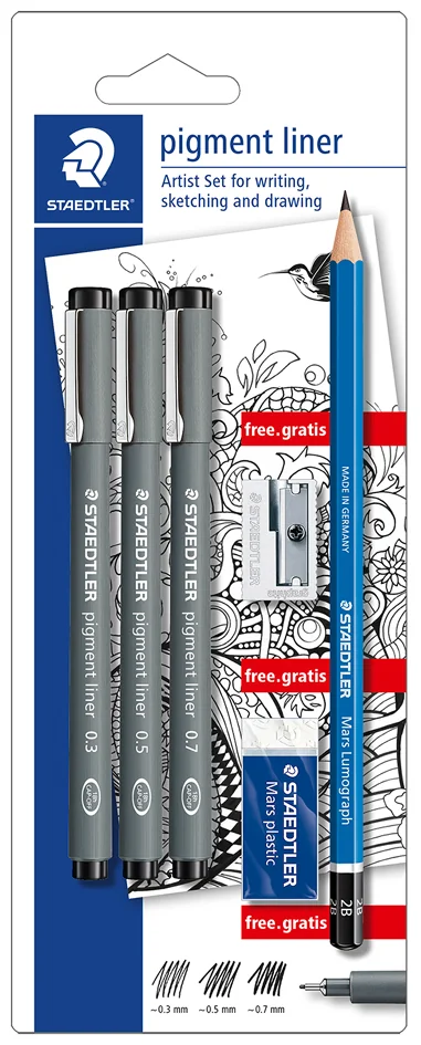 STAEDTLER Feutre à pigment 'Artist Set', noir, carte blister - OEM 308 SBK3P