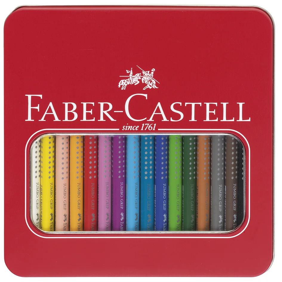 FABER-CASTELL Crayons de couleur Jumbo GRIP, étui en métal - OEM 110916