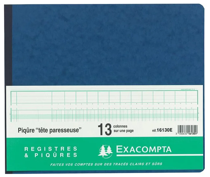 EXACOMPTA Piqûre tête paresseuse, 30 colonnes sur 2 pages - OEM 16300E