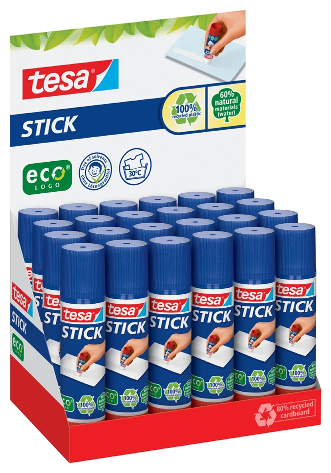 tesa ecoLogo Stick Bâton de colle, 10 g, présentoir comptoir - lot de 24 - OEM 57024-00200-03D