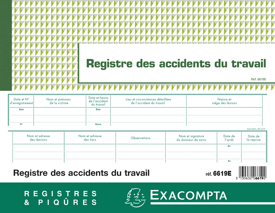 EXACOMPTA Registre des accidents du travail - OEM 6619E