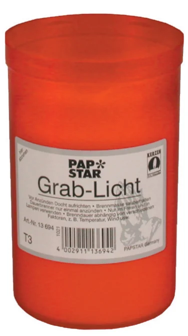 PAPSTAR Photophore tombal 3 jours, diamètre: 64 mm, rouge - OEM 15694