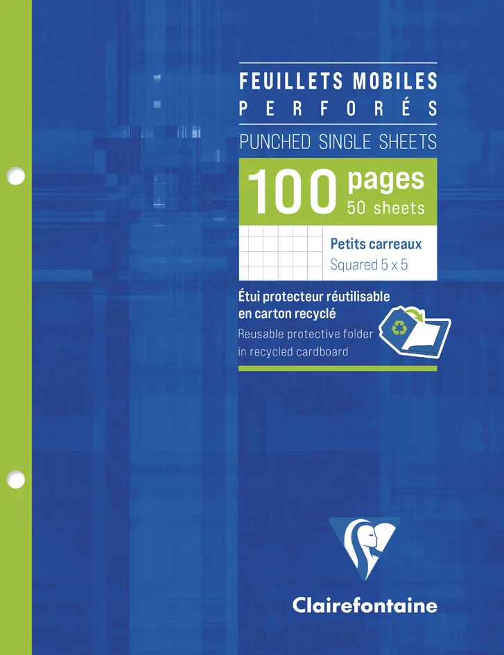 Clairefontaine Feuillets mobiles perforés, 170 x 220 mm - OEM 1332C