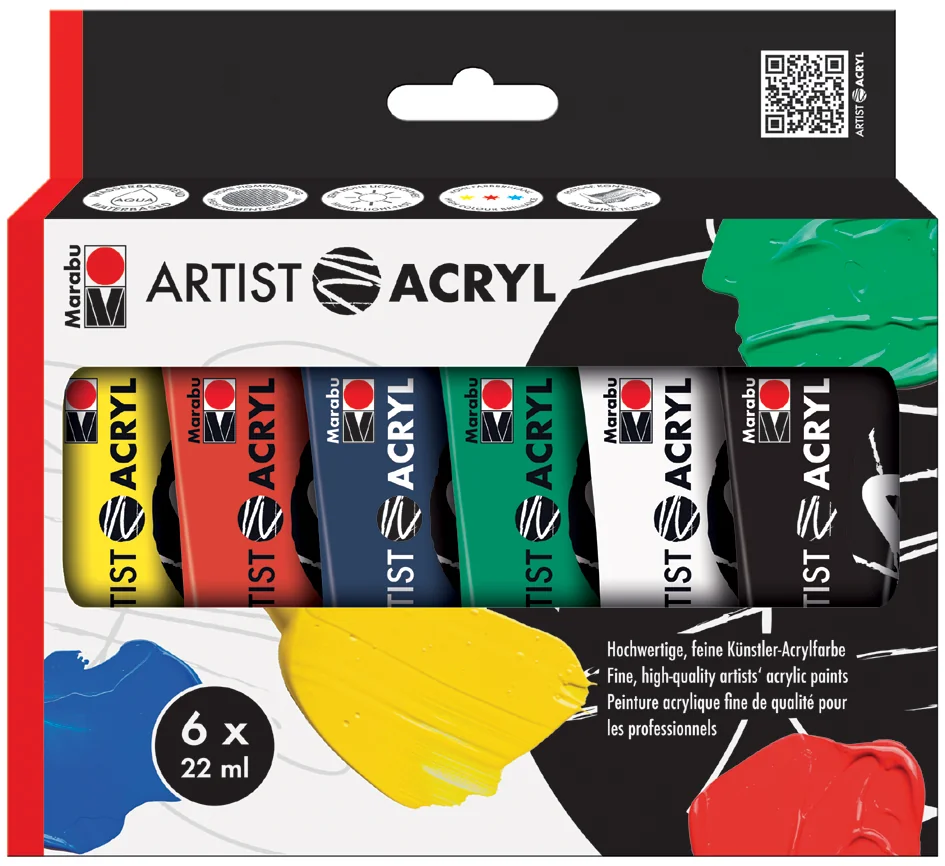 Marabu Set de peinture acrylique 'Artist Acryl', 6 x 22 ml - OEM 1220000000091