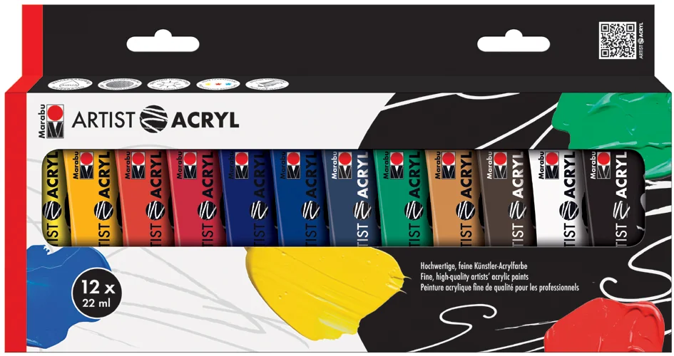 Marabu Set de peinture acrylique 'Artist Acryl', 12 x 22 ml - OEM 1220000000092