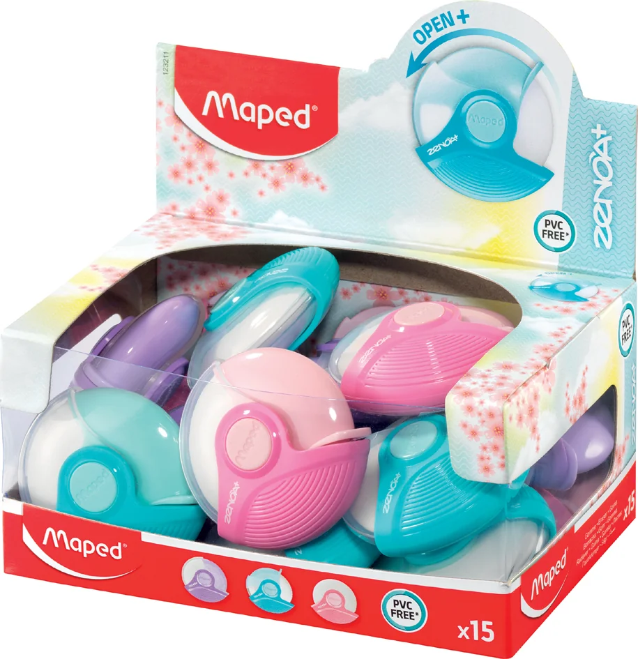 Maped Gomme en plastique Zeona+, blanc, présentoir de 15 - lot de 15 - OEM 123211