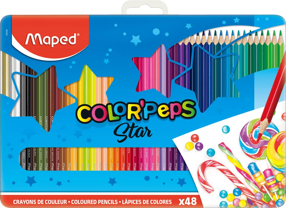 Maped Crayon de couleur COLOR'PEPS, étui métal de 48 - OEM 832058