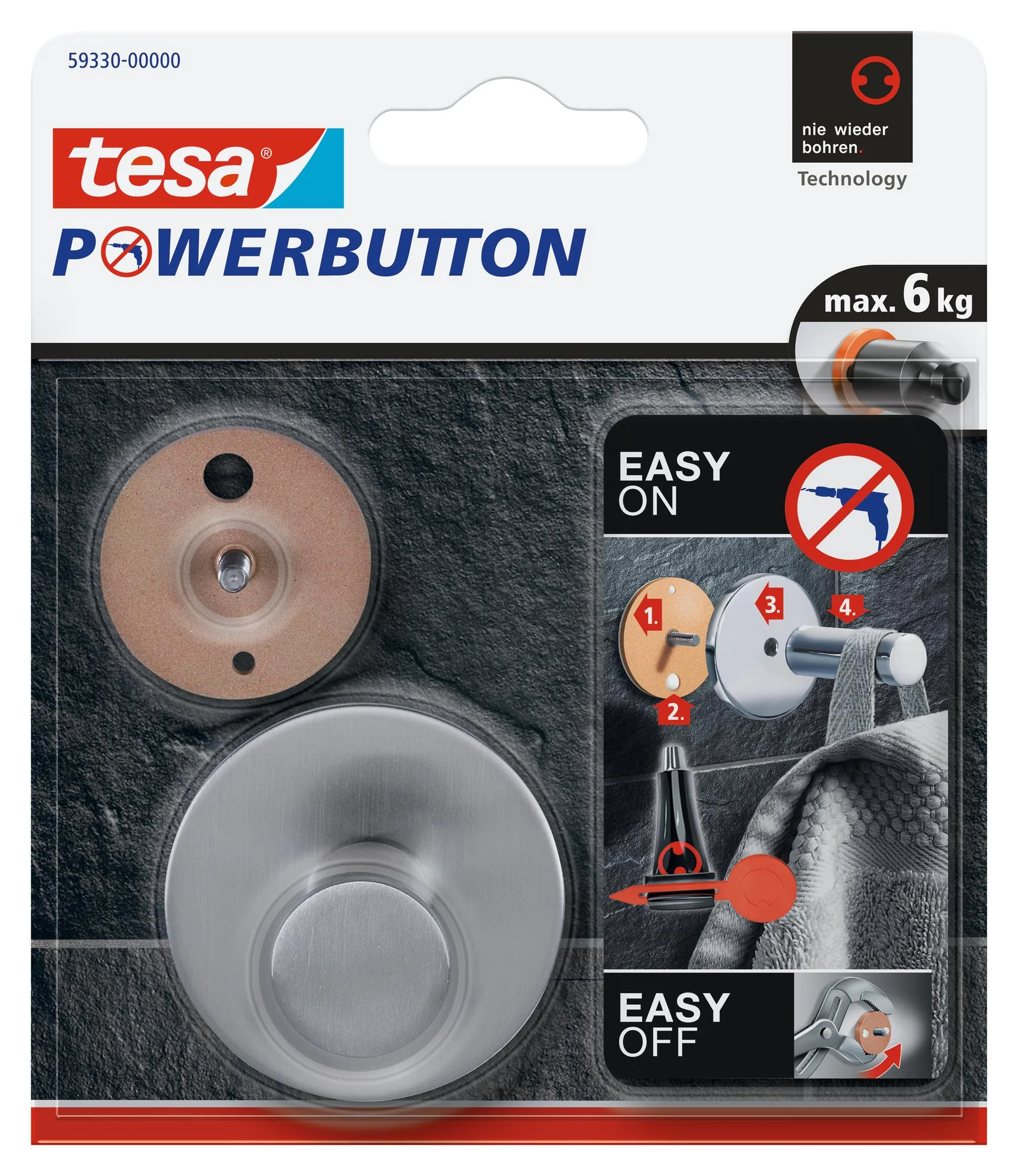 tesa Powerbutton Crochet adhésif Classic, rond - OEM 59330-00000-01