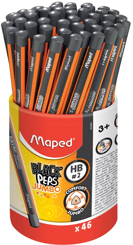 Maped Crayon de papier BLACK'PEPS JUMBO, dureté:HB,pot de 46 - OEM 854059