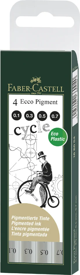 FABER-CASTELL Stylo-feutre ECCO PIGMENT, étui de 8, noir - OEM 166008