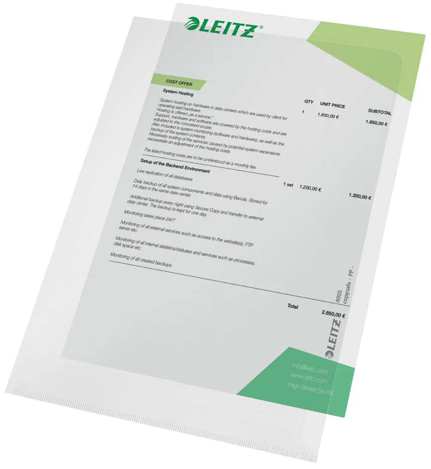 LEITZ Pochette transparente Standard, A5, PP, grainé - OEM 4005-00-03