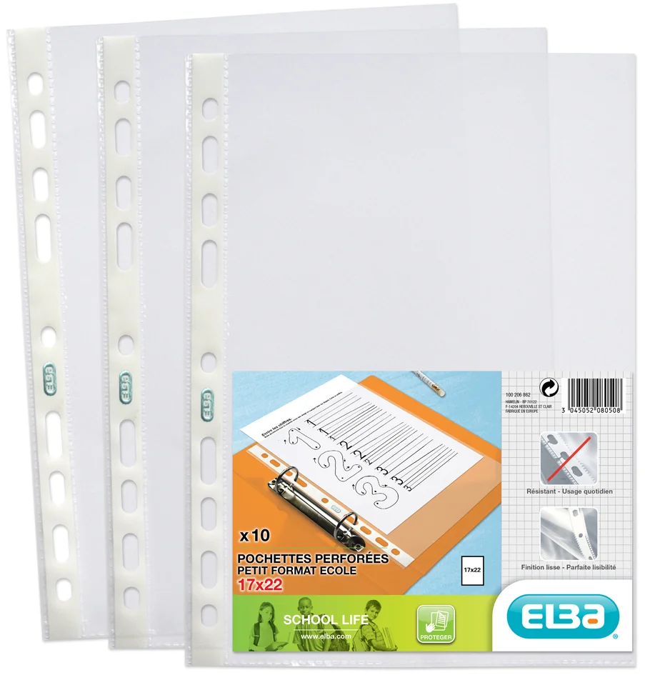 Oxford Pochettes perforées, 170 x 220 mm, perforé 9 trous - OEM 100206862