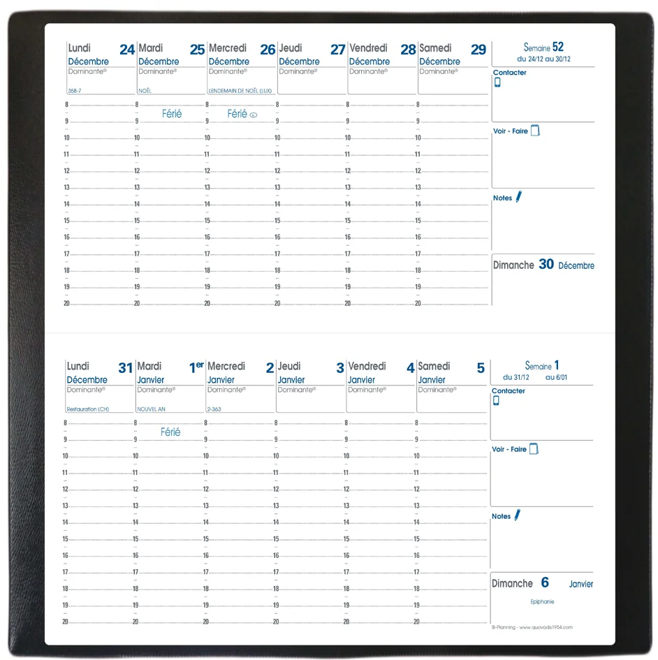 QUO VADIS Agenda de poche 'Bi-Planning', 2027, Impala, noir, (L)88 x (H)170 mm - OEM 217027Q