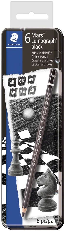 STAEDTLER Crayon Mars Lumograph black, étui métallique de 6 - OEM 100B G6