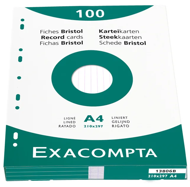 EXACOMPTA Fiches bristol, A4, quadrillé, assorti - OEM 13276E