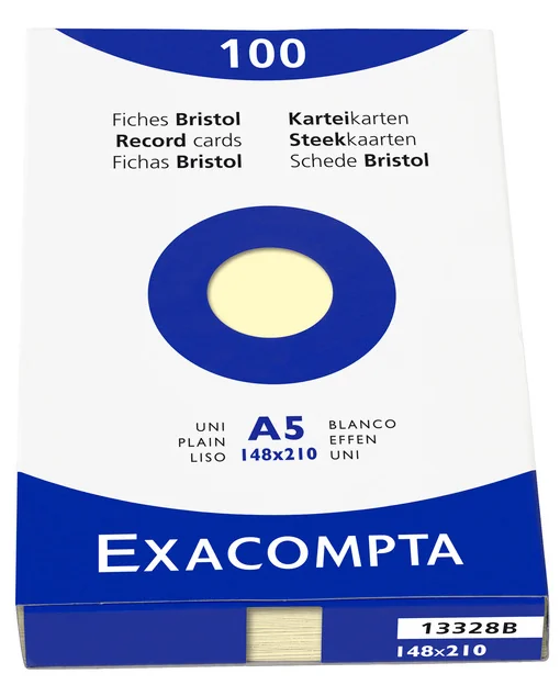 EXACOMPTA Fiches bristol, A5, uni, bleu azur - OEM 13318B