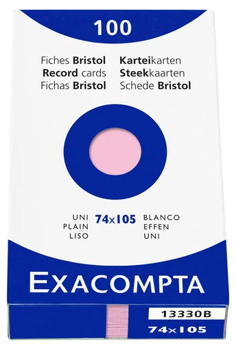 EXACOMPTA Fiches bristol, A7, uni, rose - OEM 13330B